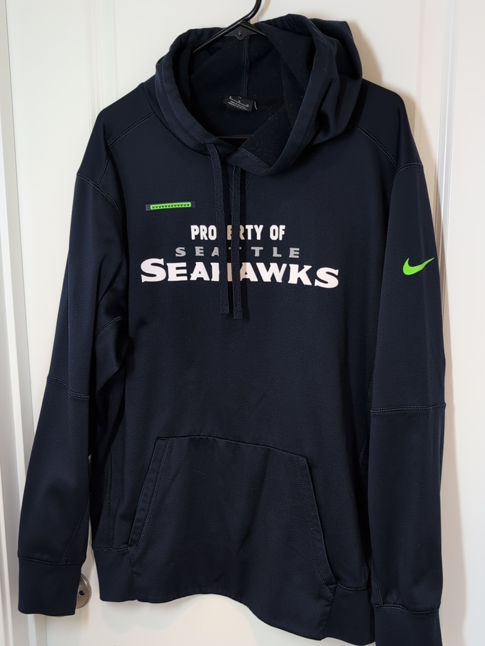 Nike Navy Seattle Seahawks Pullover Hoodie with Neon Green Accents